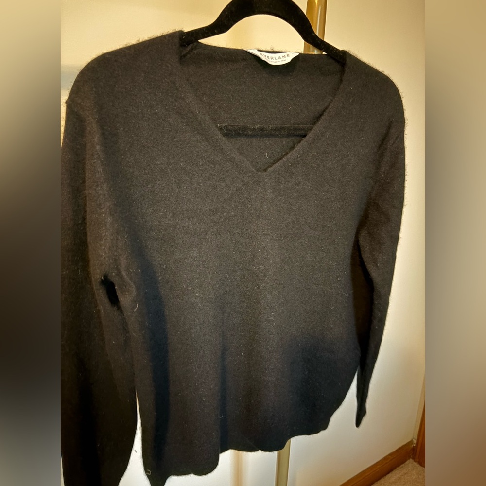 Everlane Black  Cashmere V-Neck Sweater